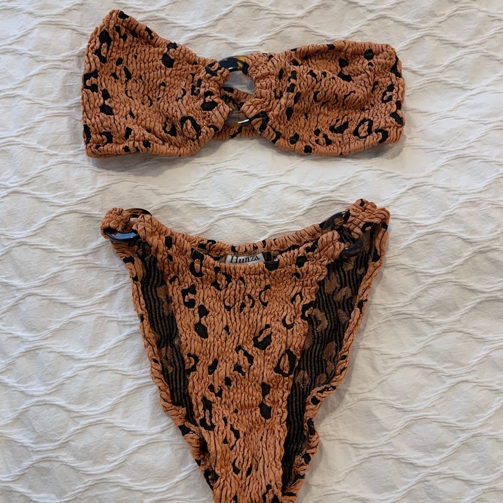 Hunza g brown black leopard bikini
